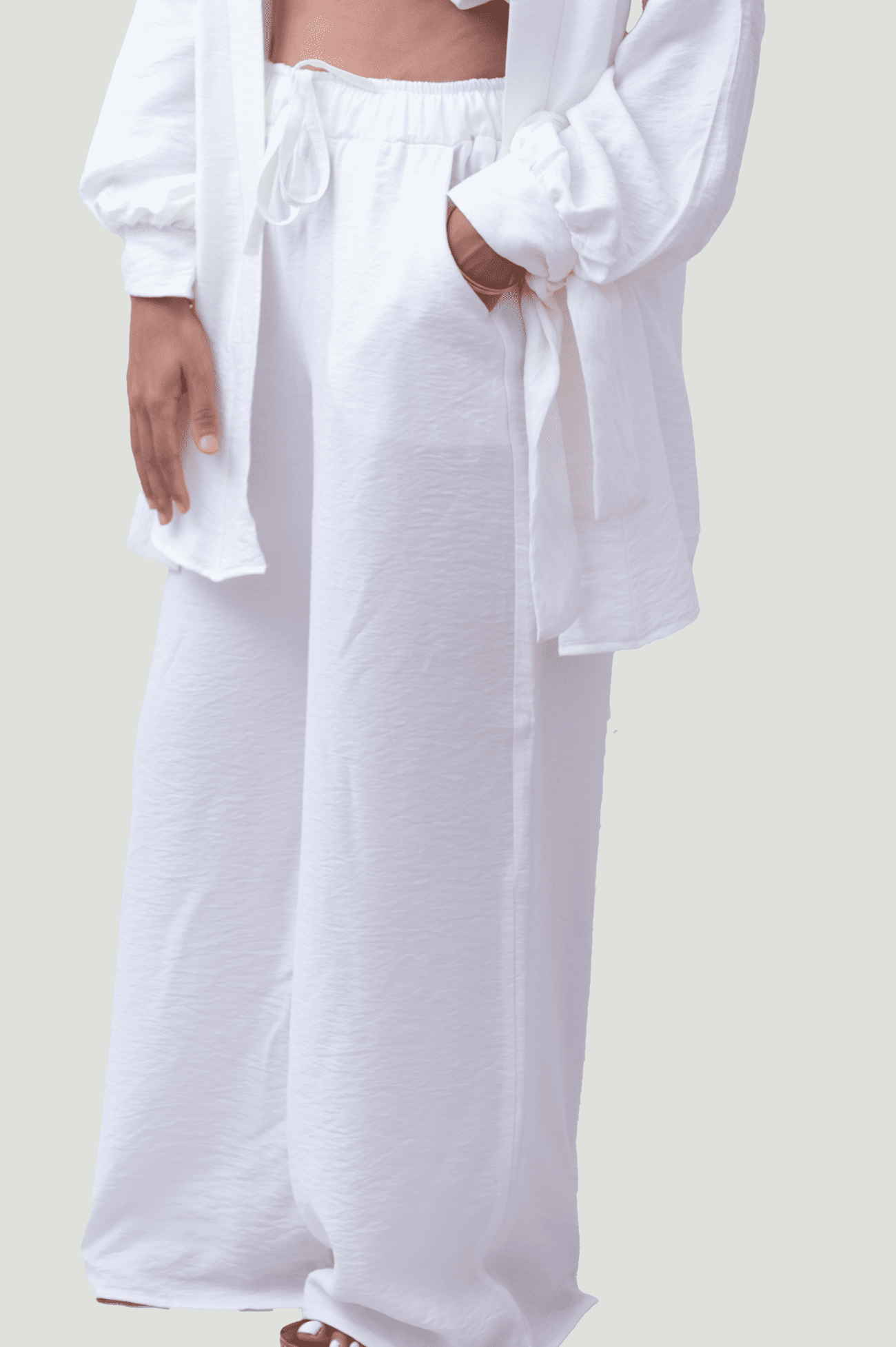 White Wide Leg Linen Pants