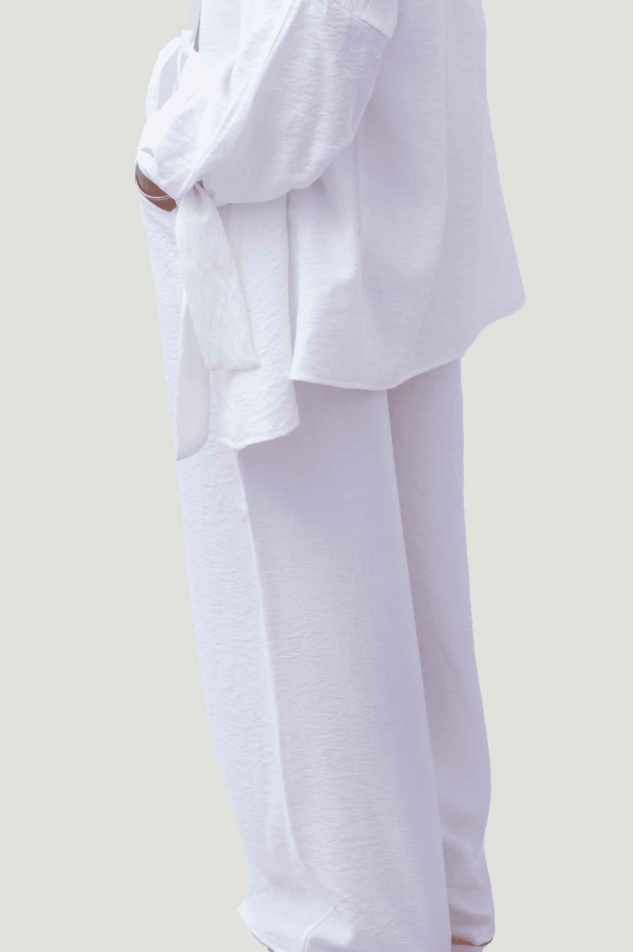 White Wide Leg Linen Pants - Image 3