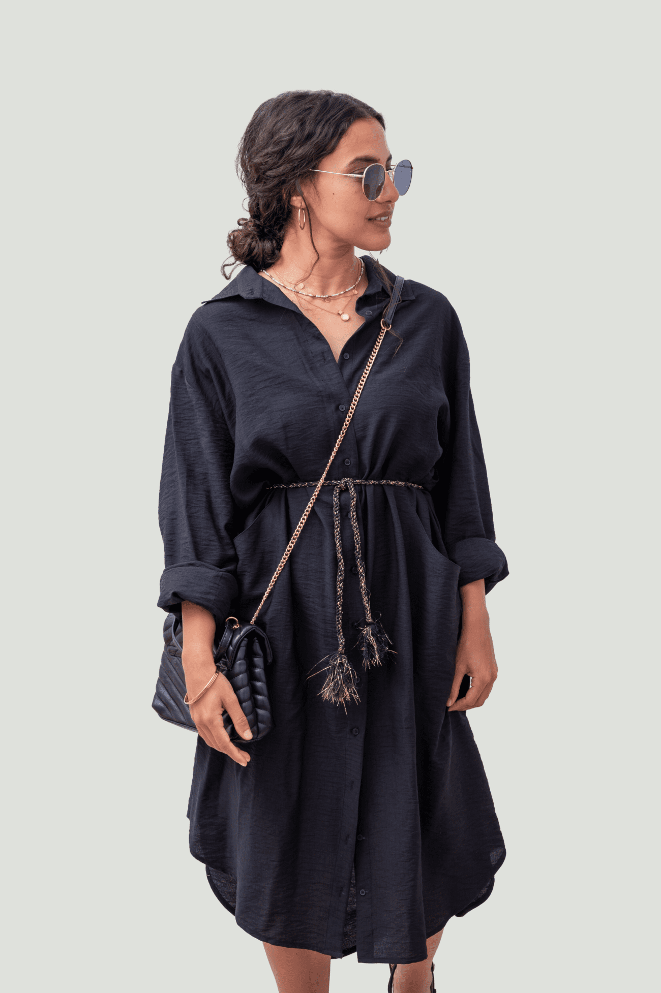 Black Oversized Shirt - Midnight Tide Black - Image 4