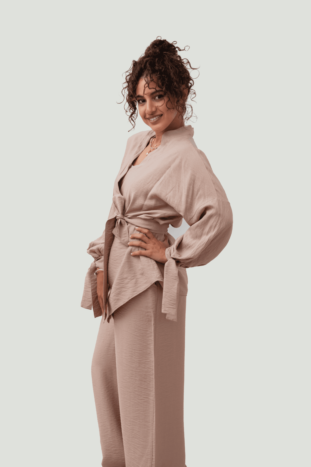 Beige Linen Suit Ensemble - Image 2