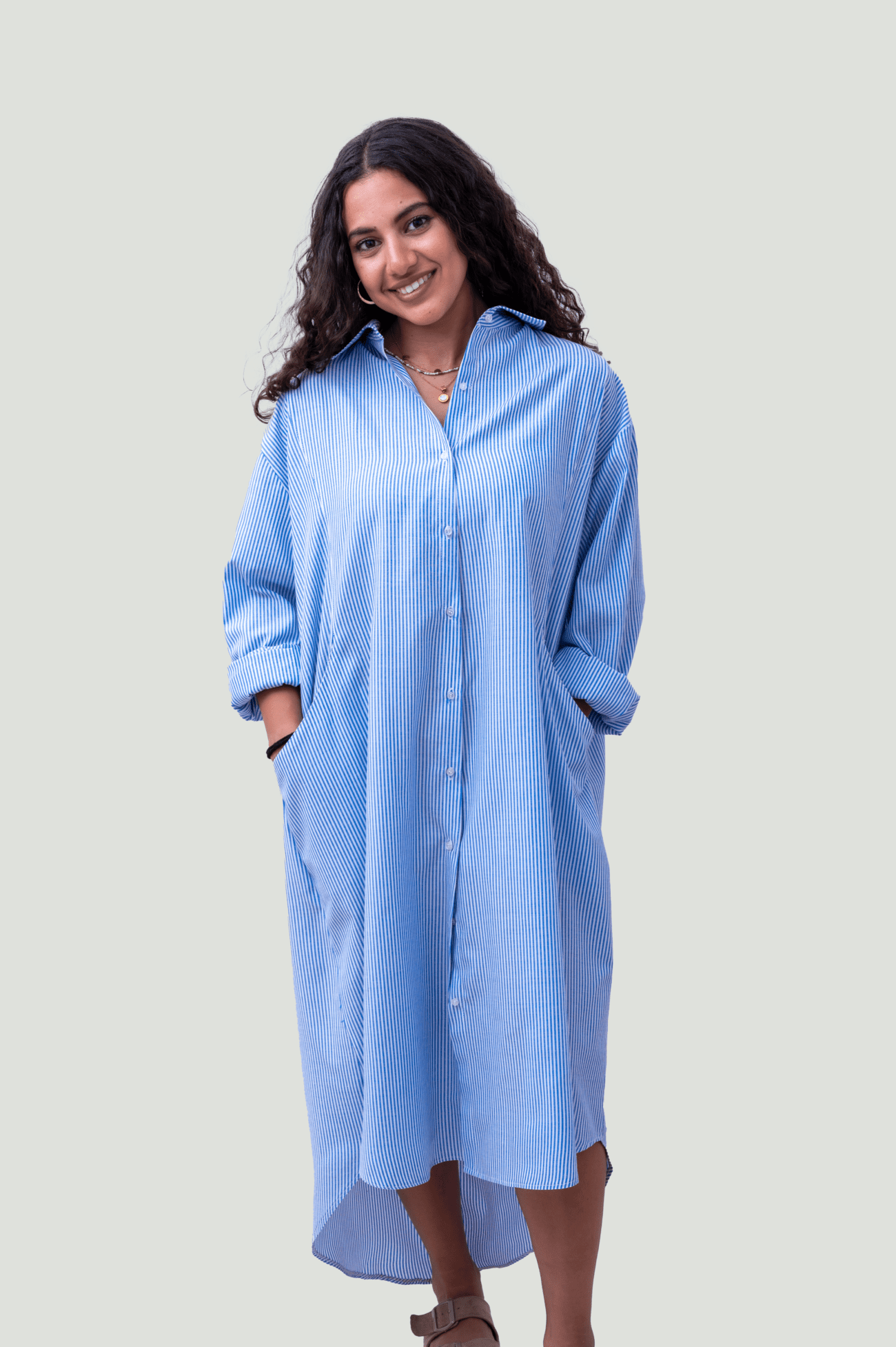 Coastal Haven Oversized Shirt - Nautical Stripe - Image 2