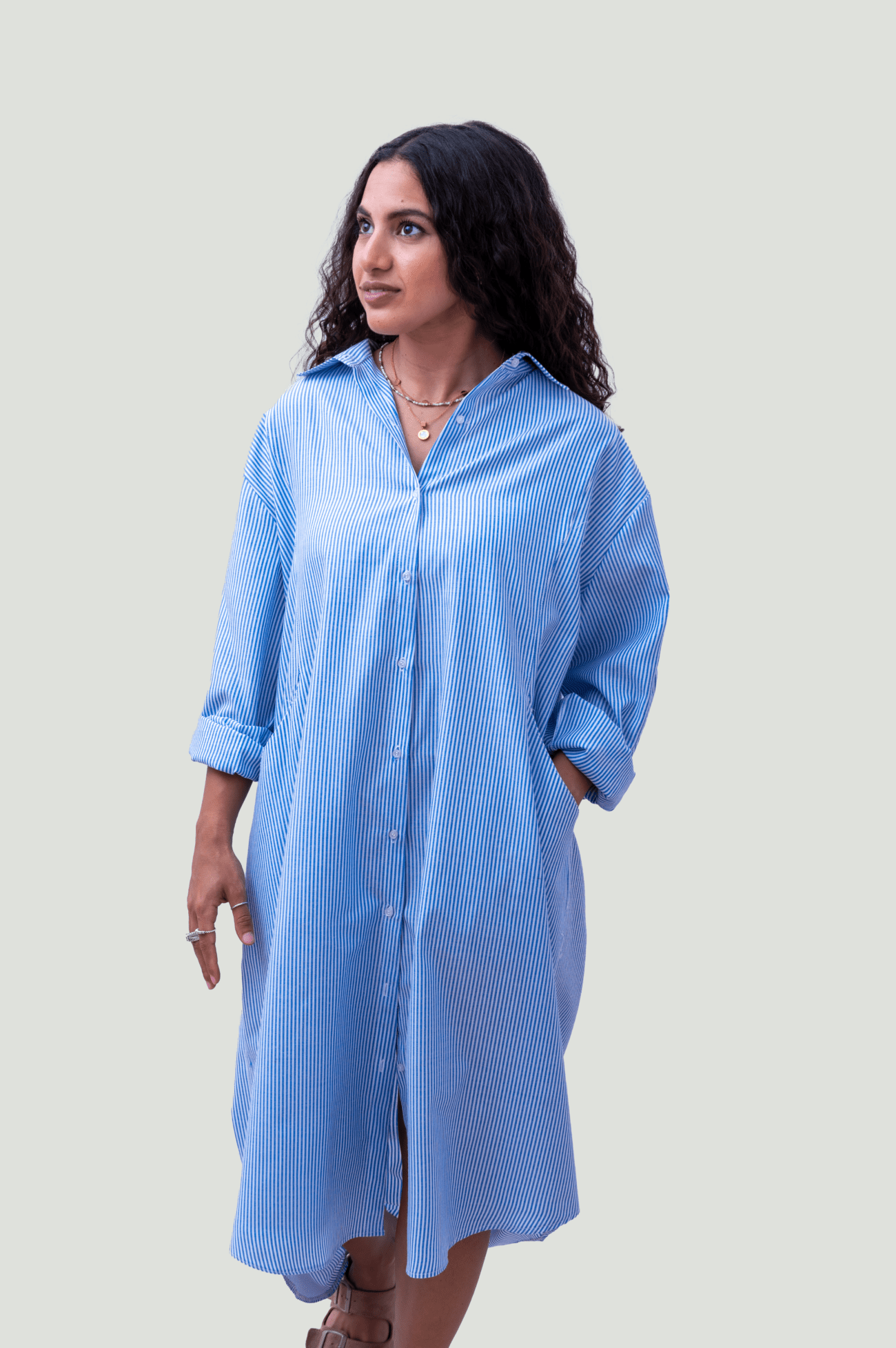 Coastal Haven Oversized Shirt - Nautical Stripe