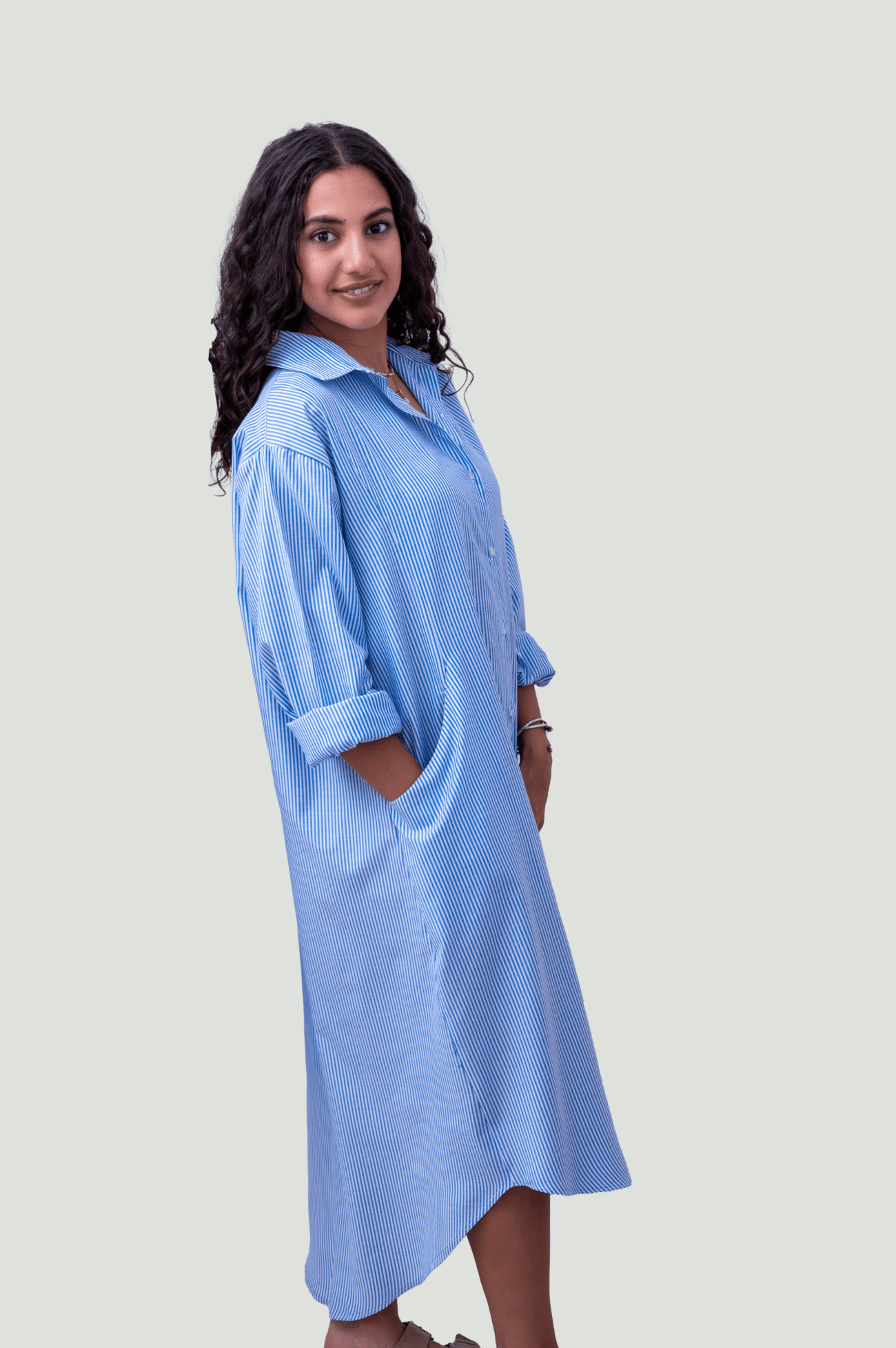 Coastal Haven Oversized Shirt - Nautical Stripe - Image 3