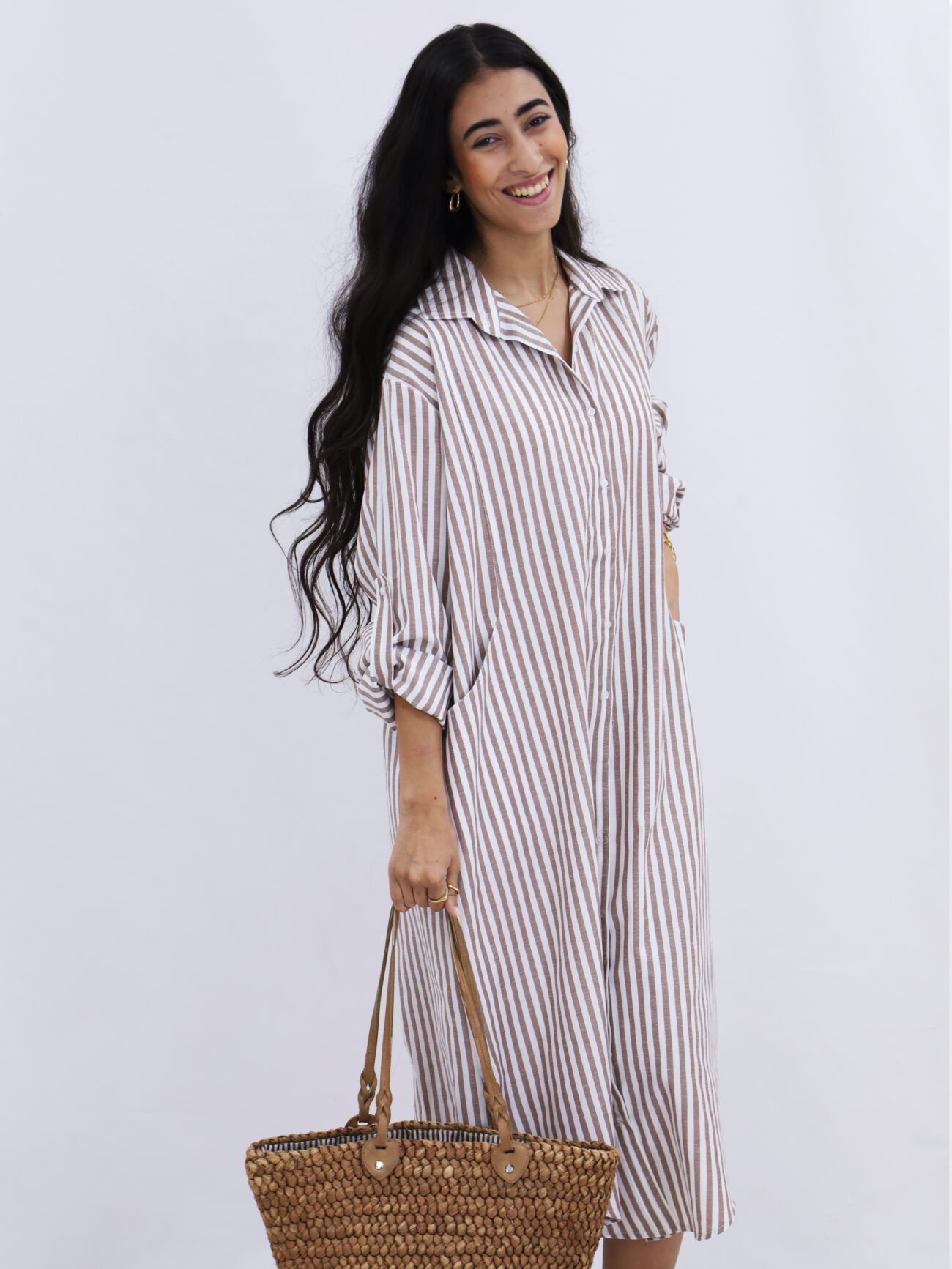 Coastal Stripe Oversized Shirt Dress