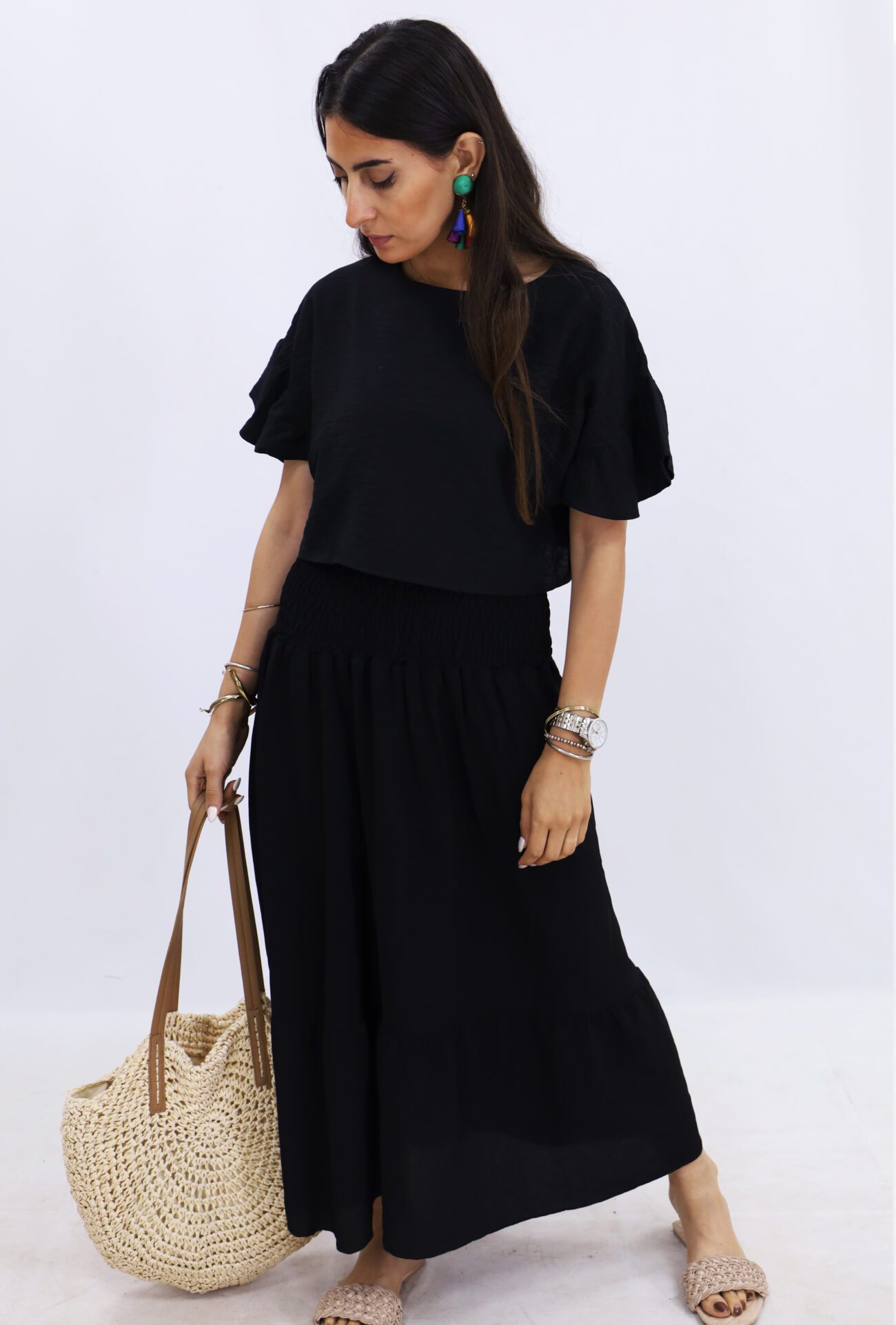 Midnight Flare Black Linen Set - Image 2