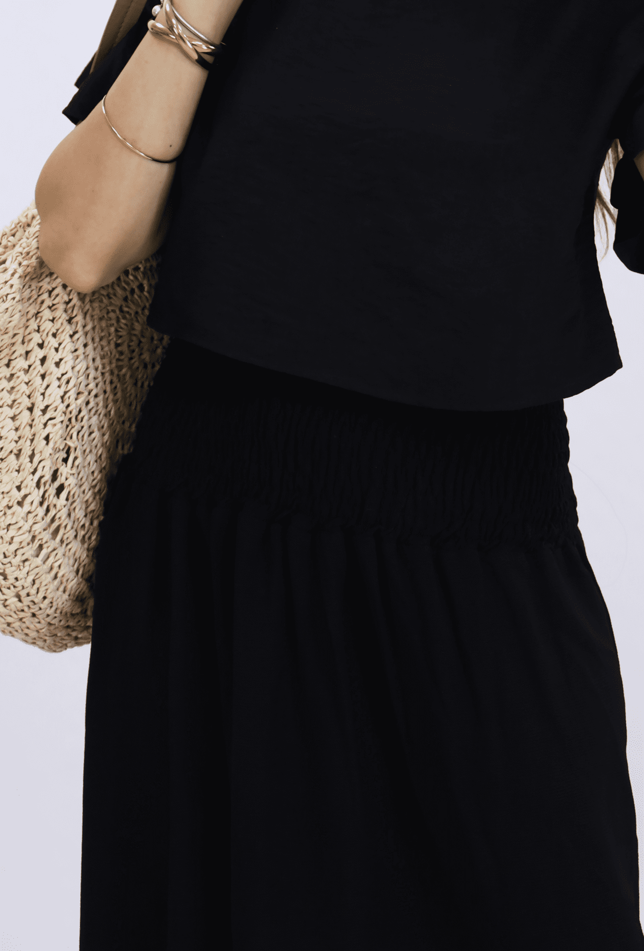 Twilight Flare Black Linen Skirt - Image 2