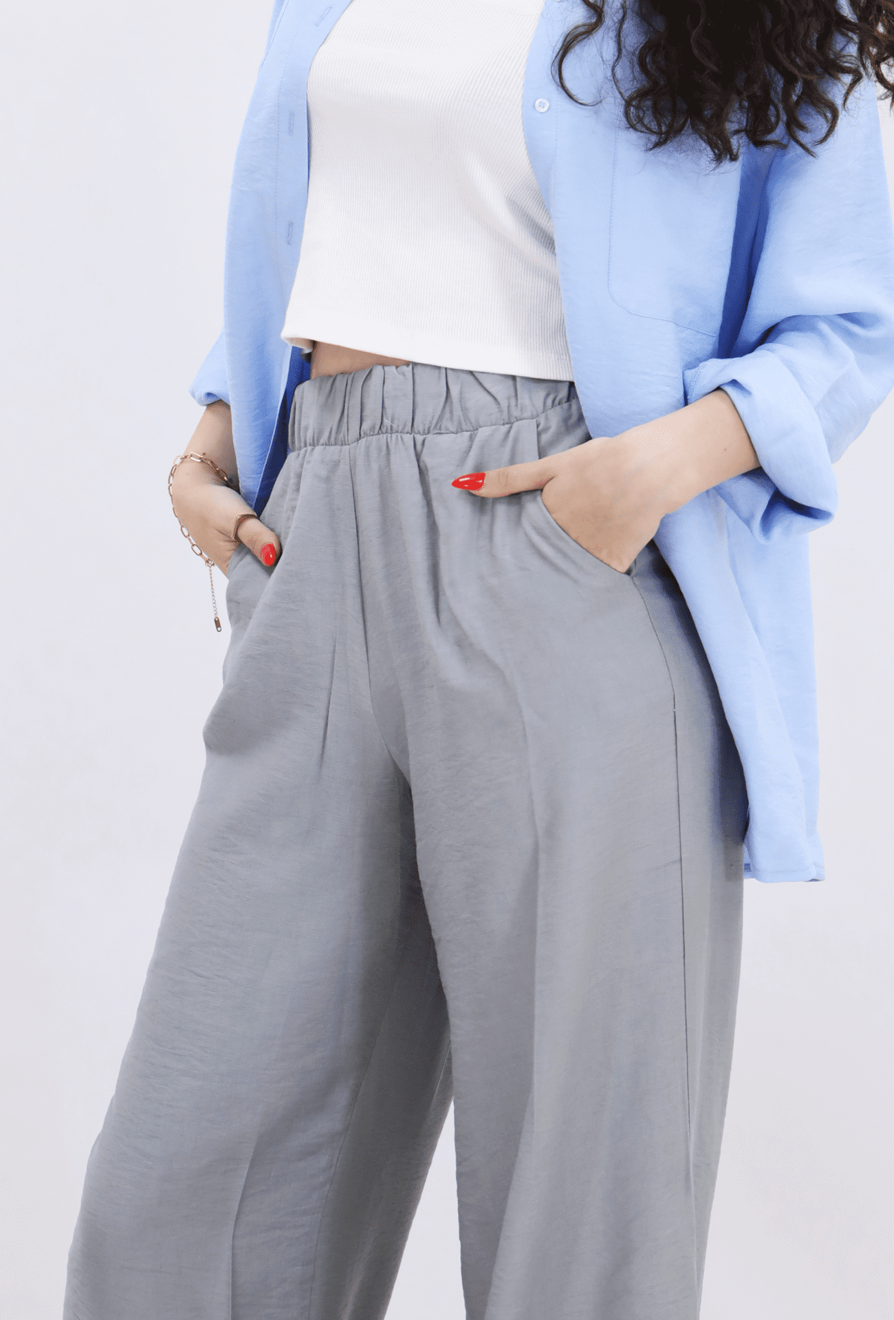 Silver Mist Wide Leg Pants