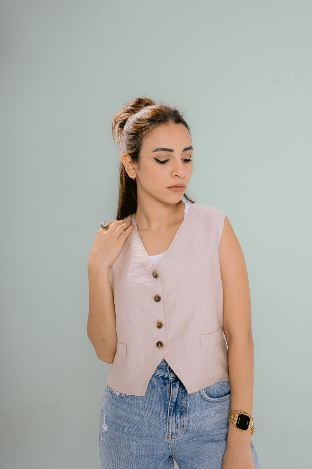 Desert Sand Cropped Vest - Image 2