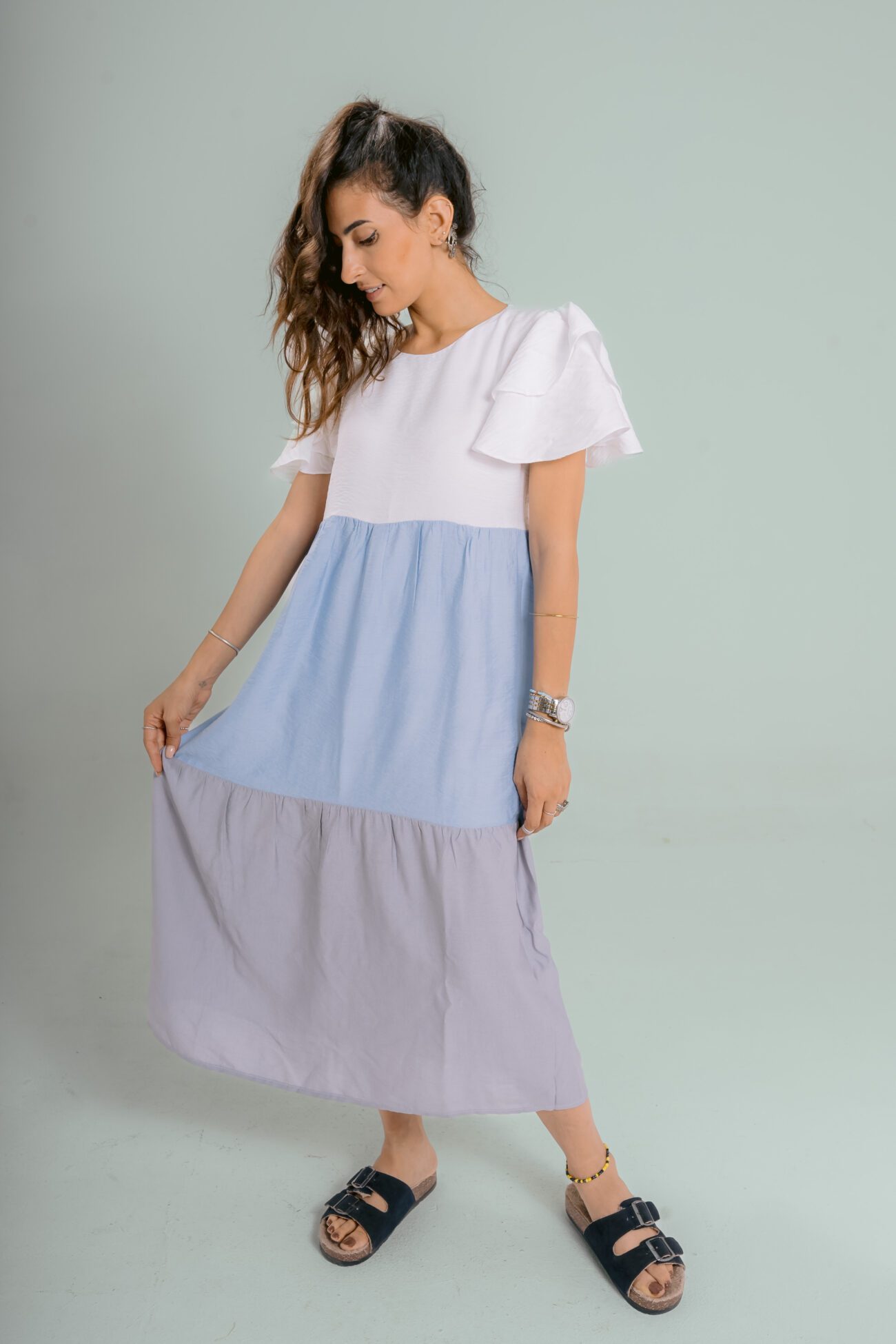 Tricolor Breeze Linen Dress - Image 4