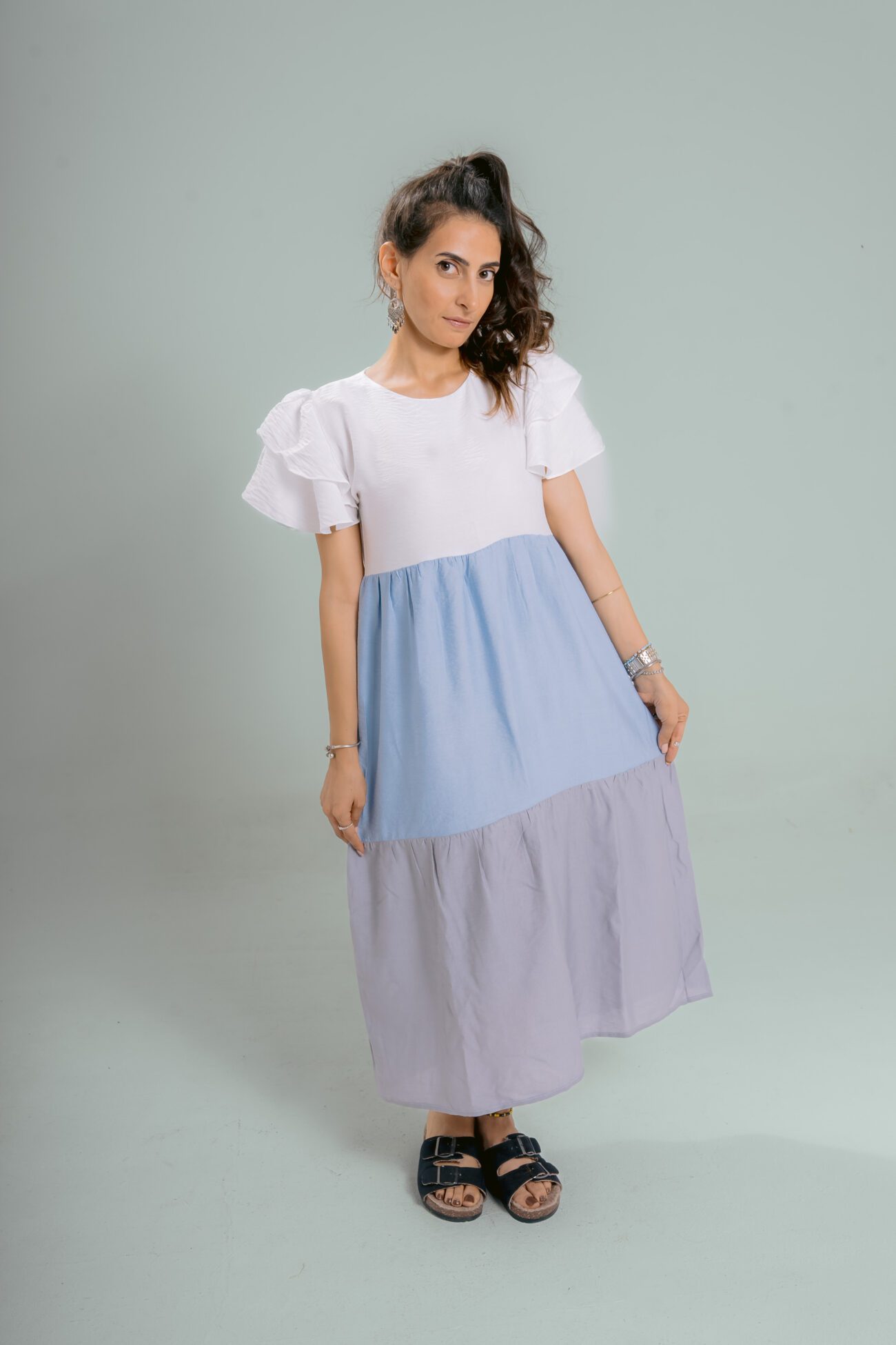 Tricolor Breeze Linen Dress