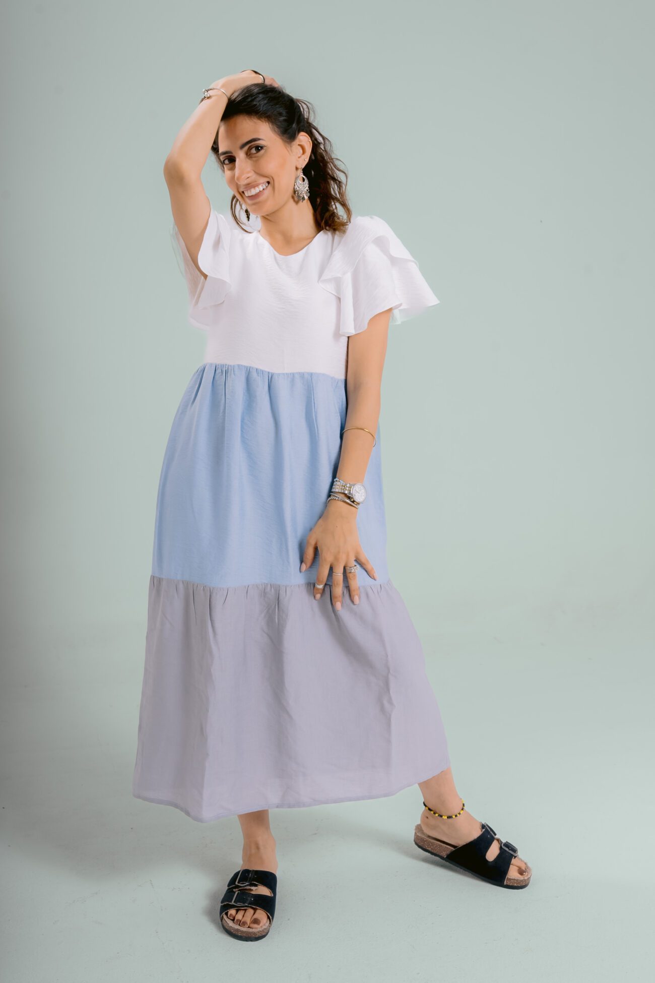 Tricolor Breeze Linen Dress - Image 2