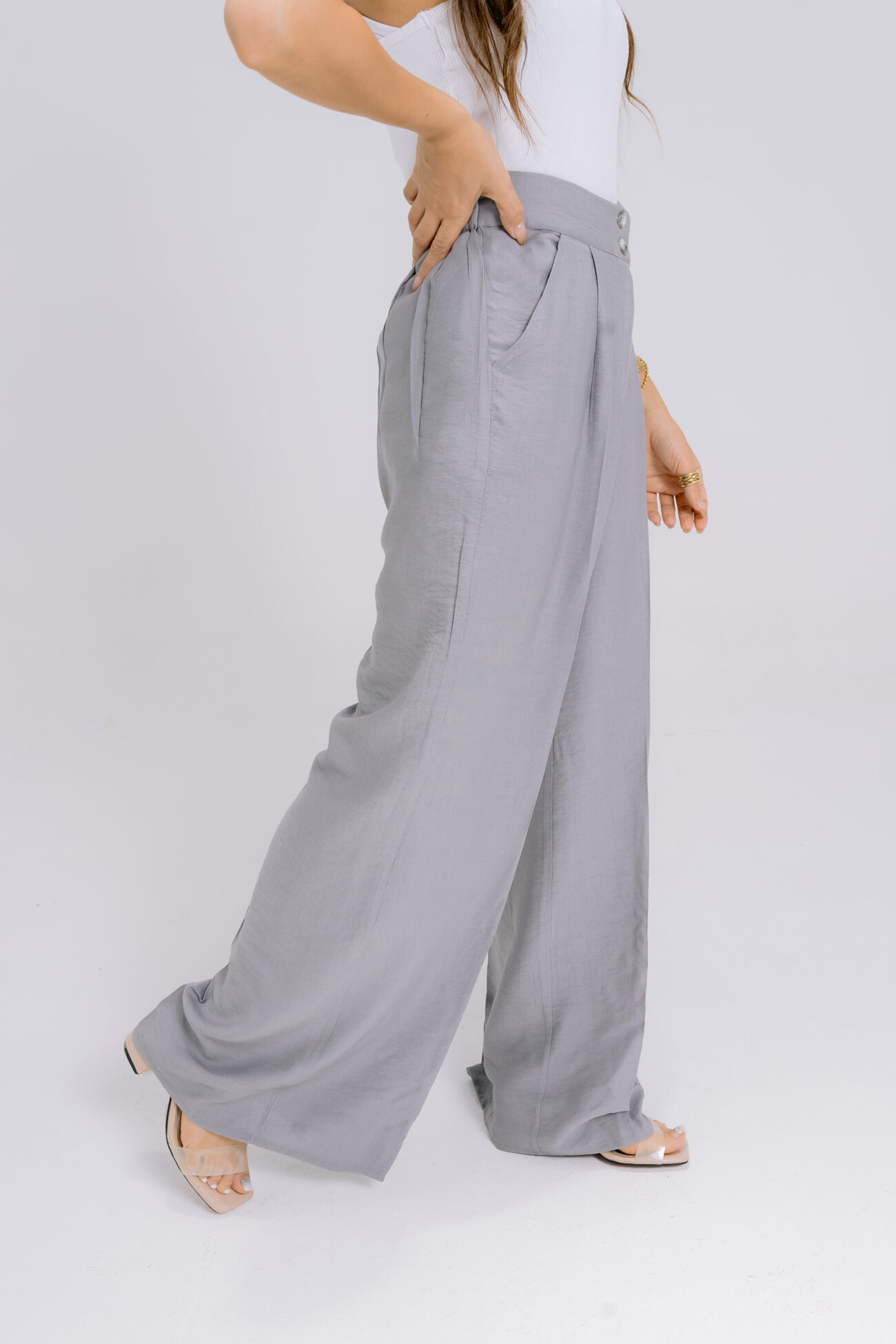 Slate Gray Linen Trousers - Image 2