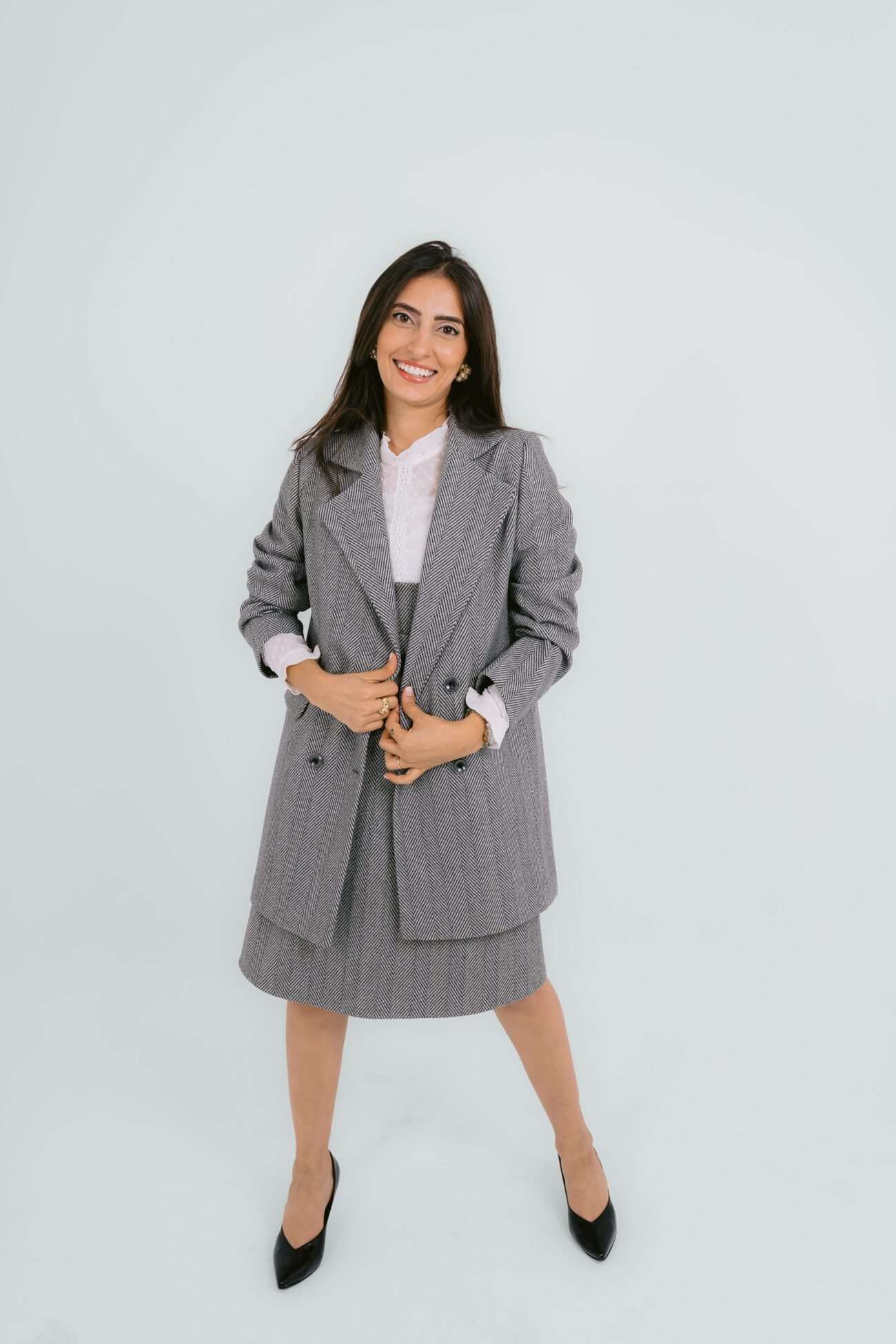 Grey Textured Blazer Coat - Image 5