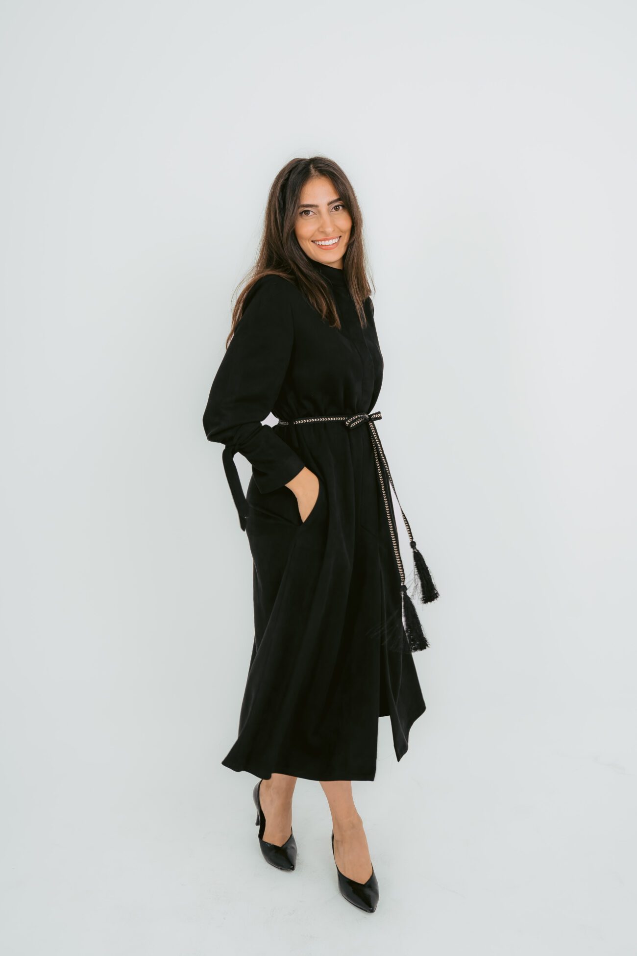 Midnight Elegance Belted Maxi Dress - Image 3