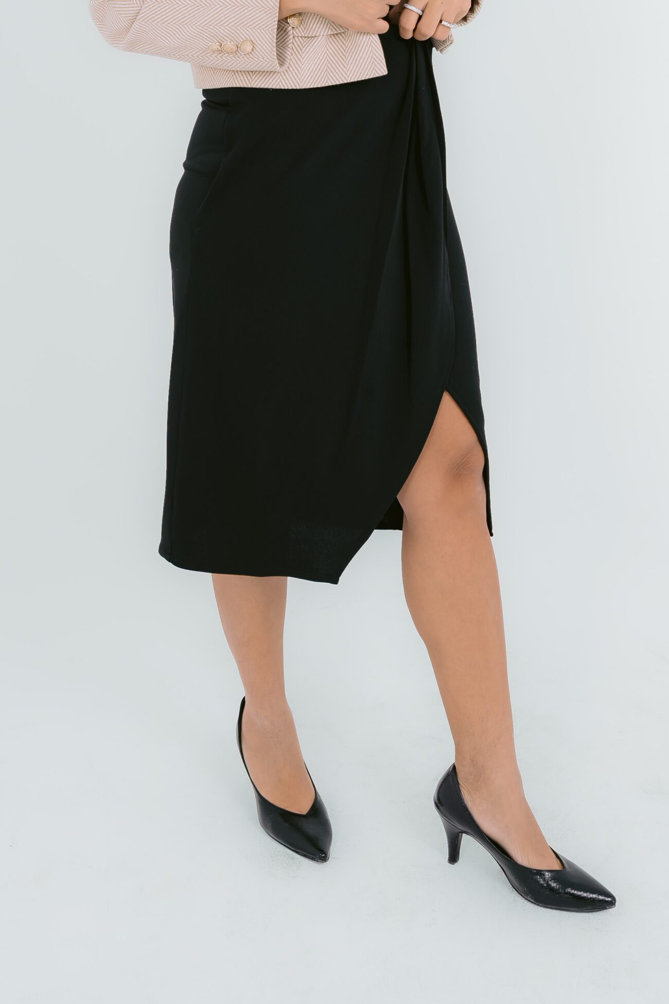 Black Tulip Wrap Skirt