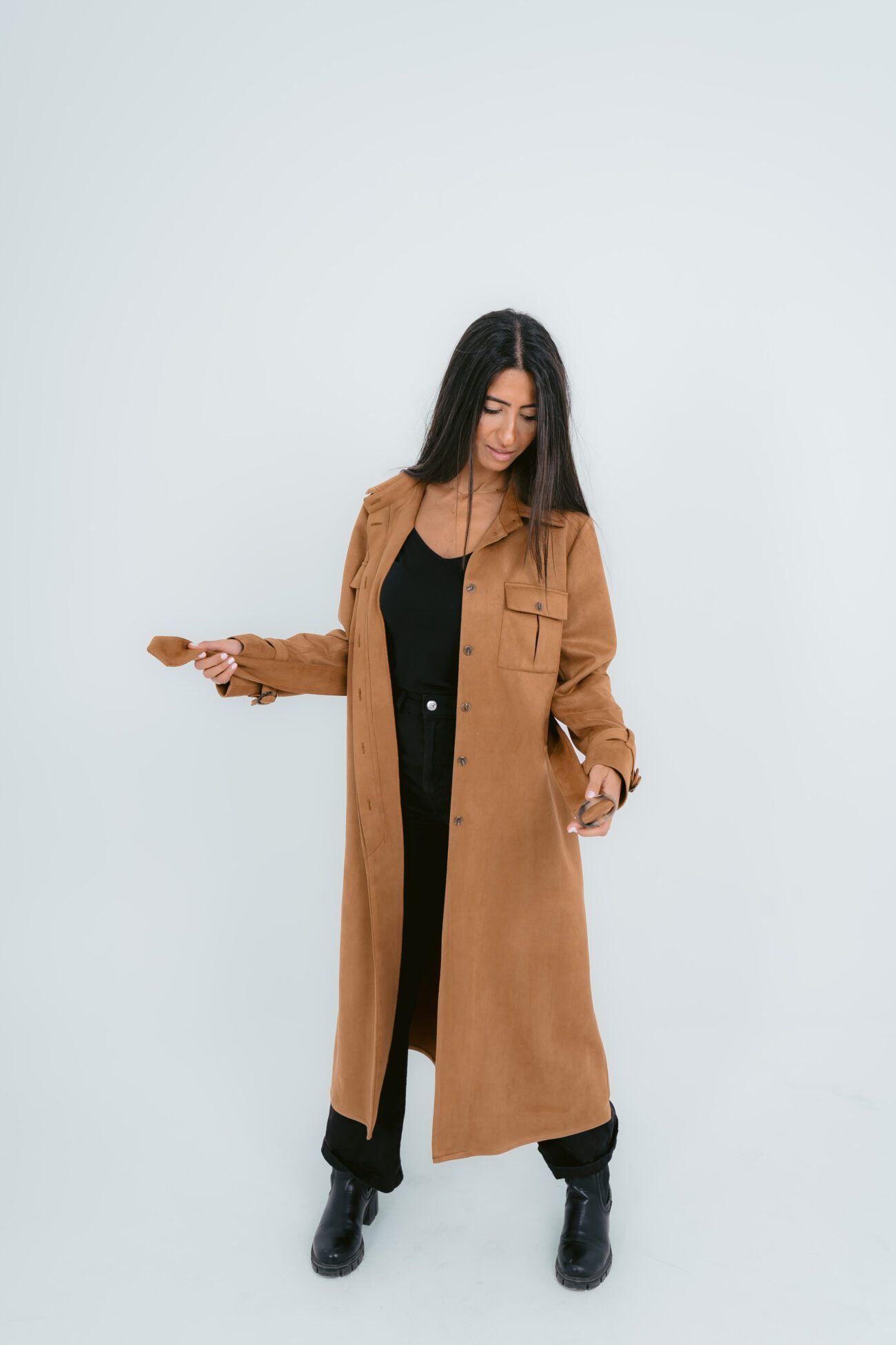 Luxe Oversized Long Coat - Brown - Image 3