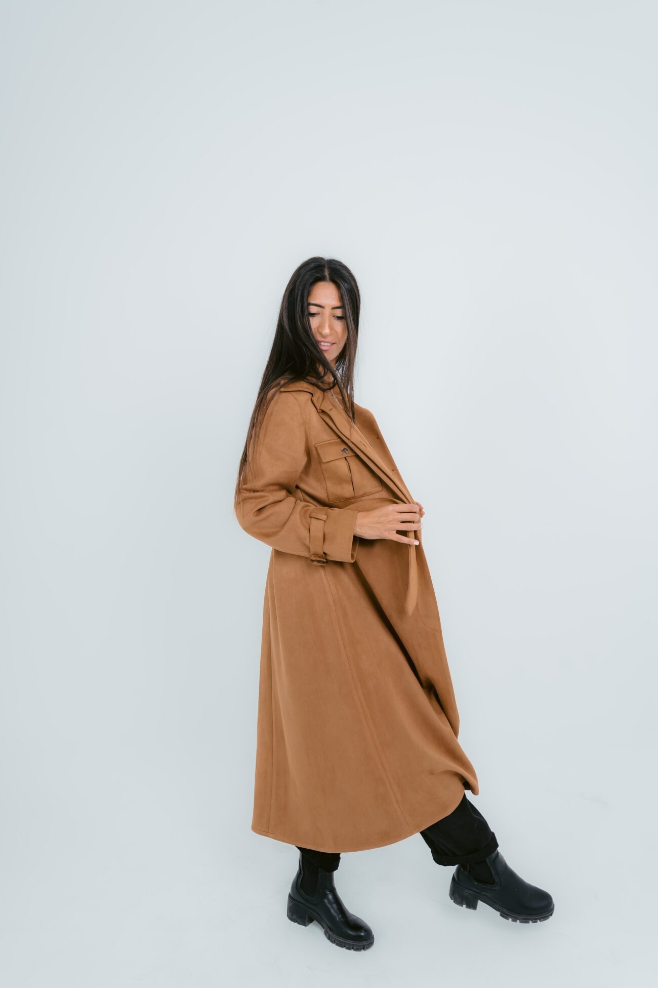 Luxe Oversized Long Coat - Brown - Image 4