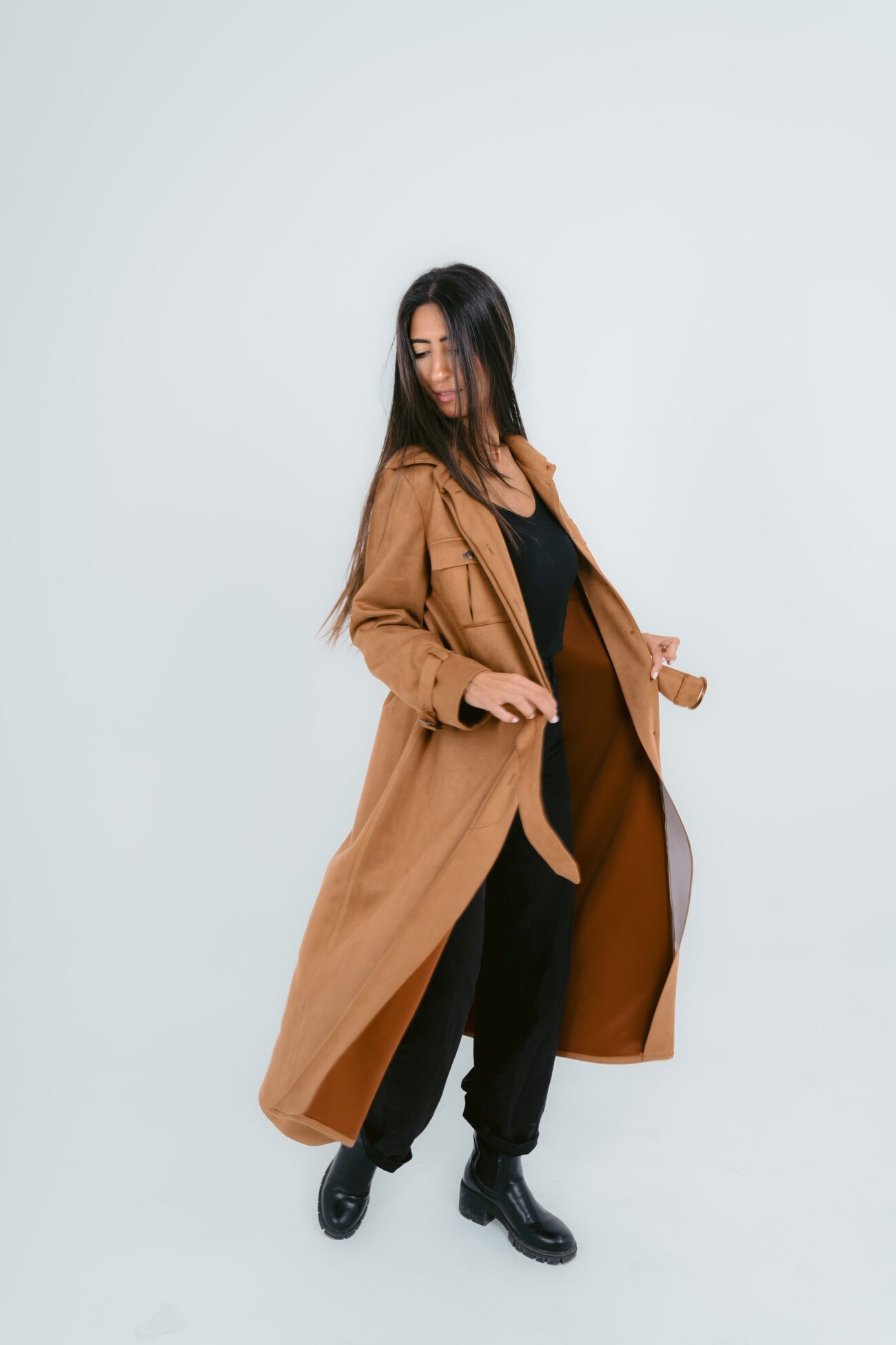 Luxe Oversized Long Coat - Brown - Image 5