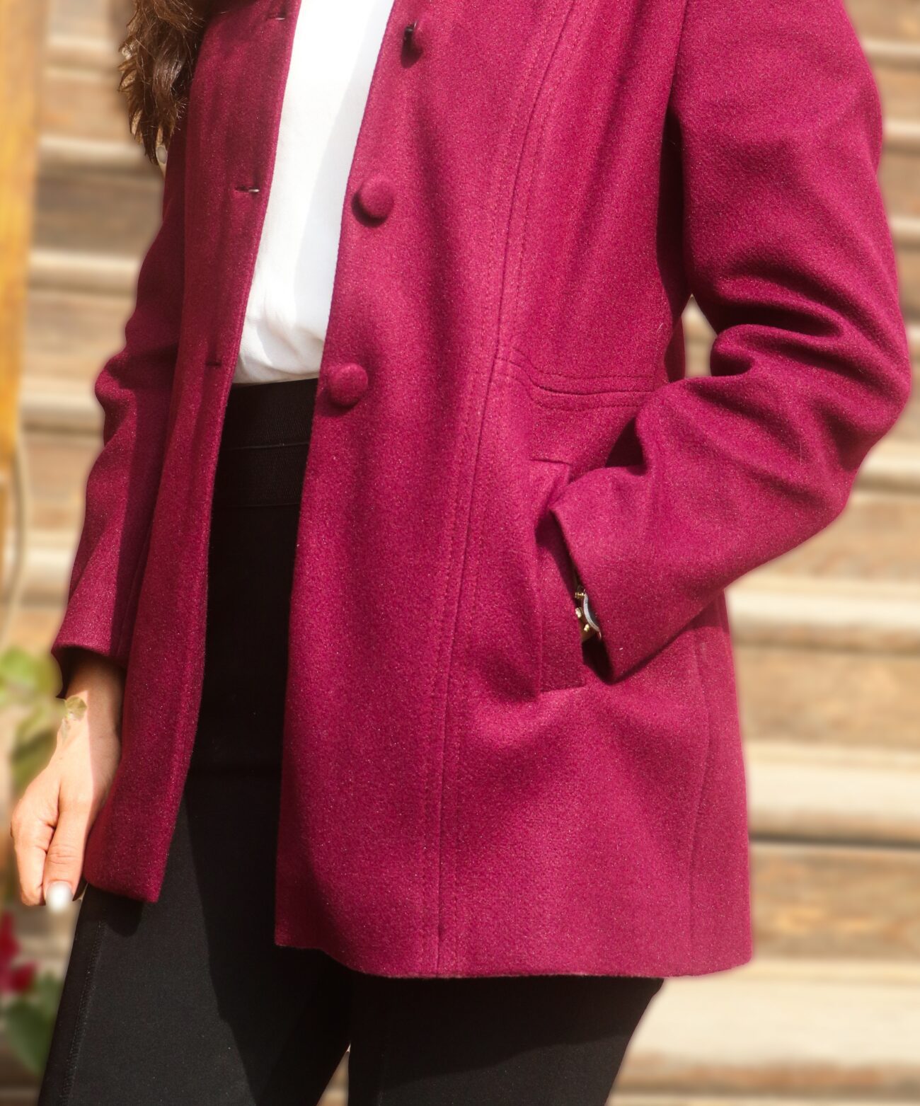 Burgundy Luxe Hooded Coat - Image 3