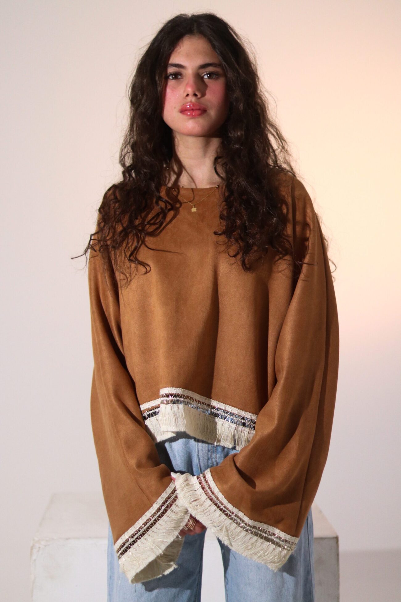Cropped Camel Suede Top