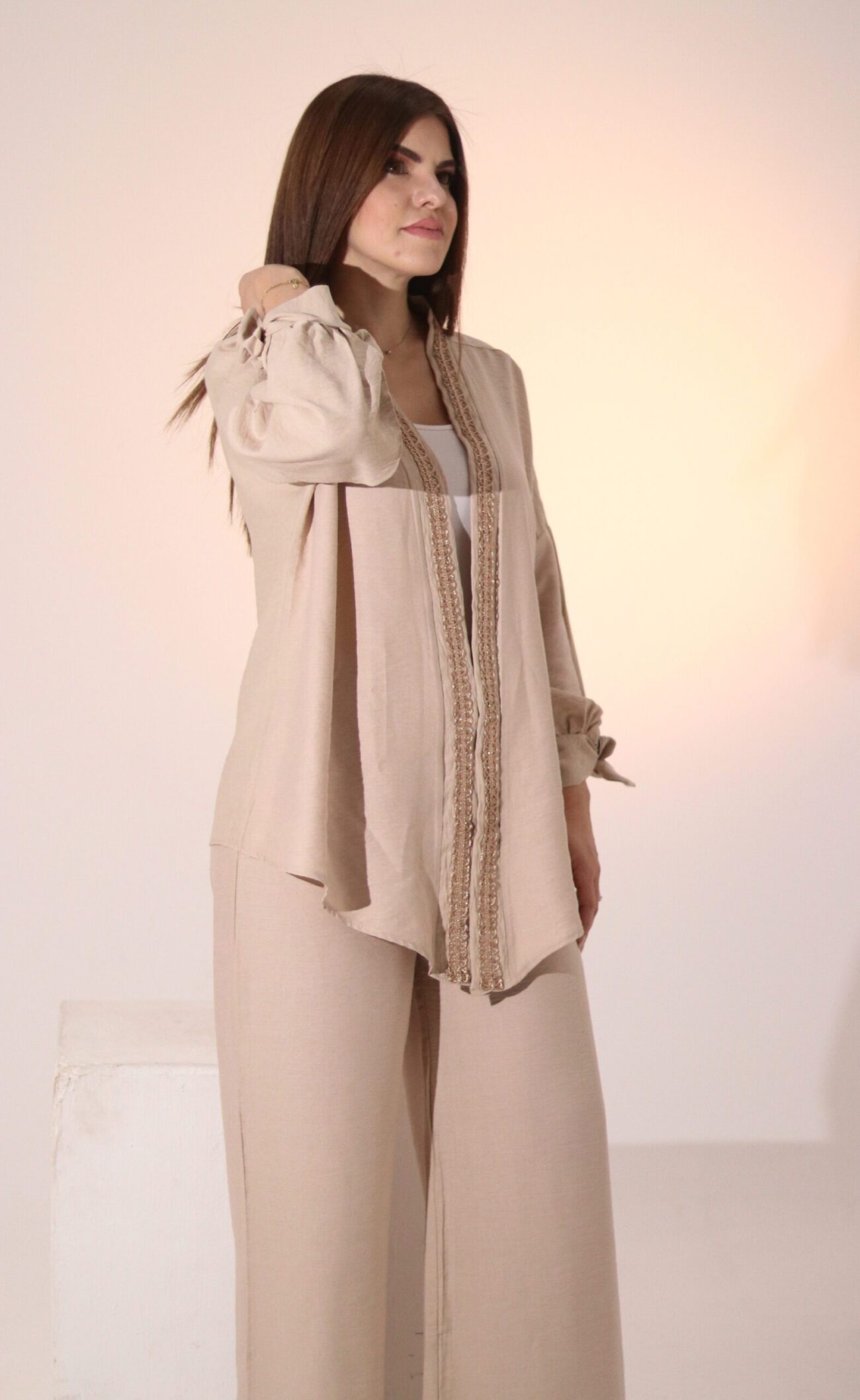 Beige Luxe Linen Ensemble - Image 4