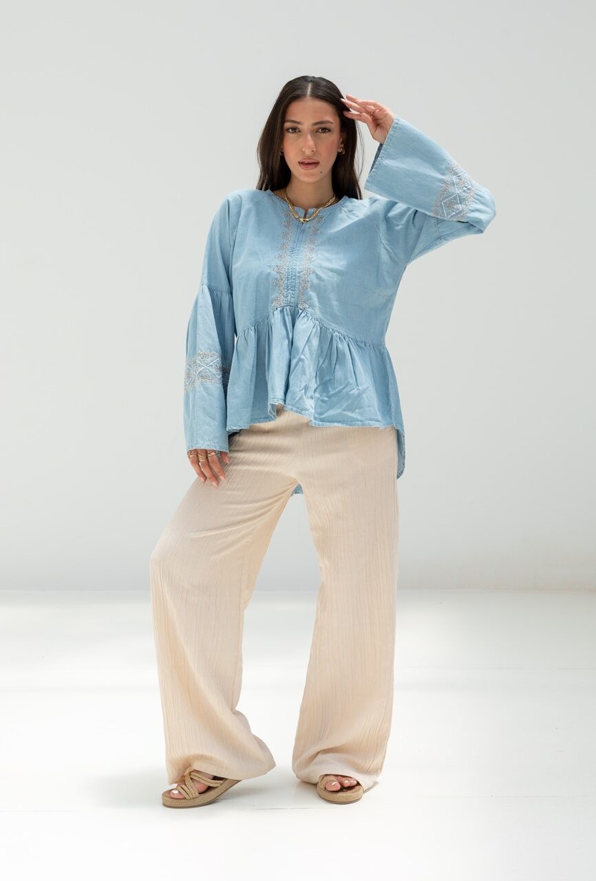 Skyloom Embroidered Denim Blouse
